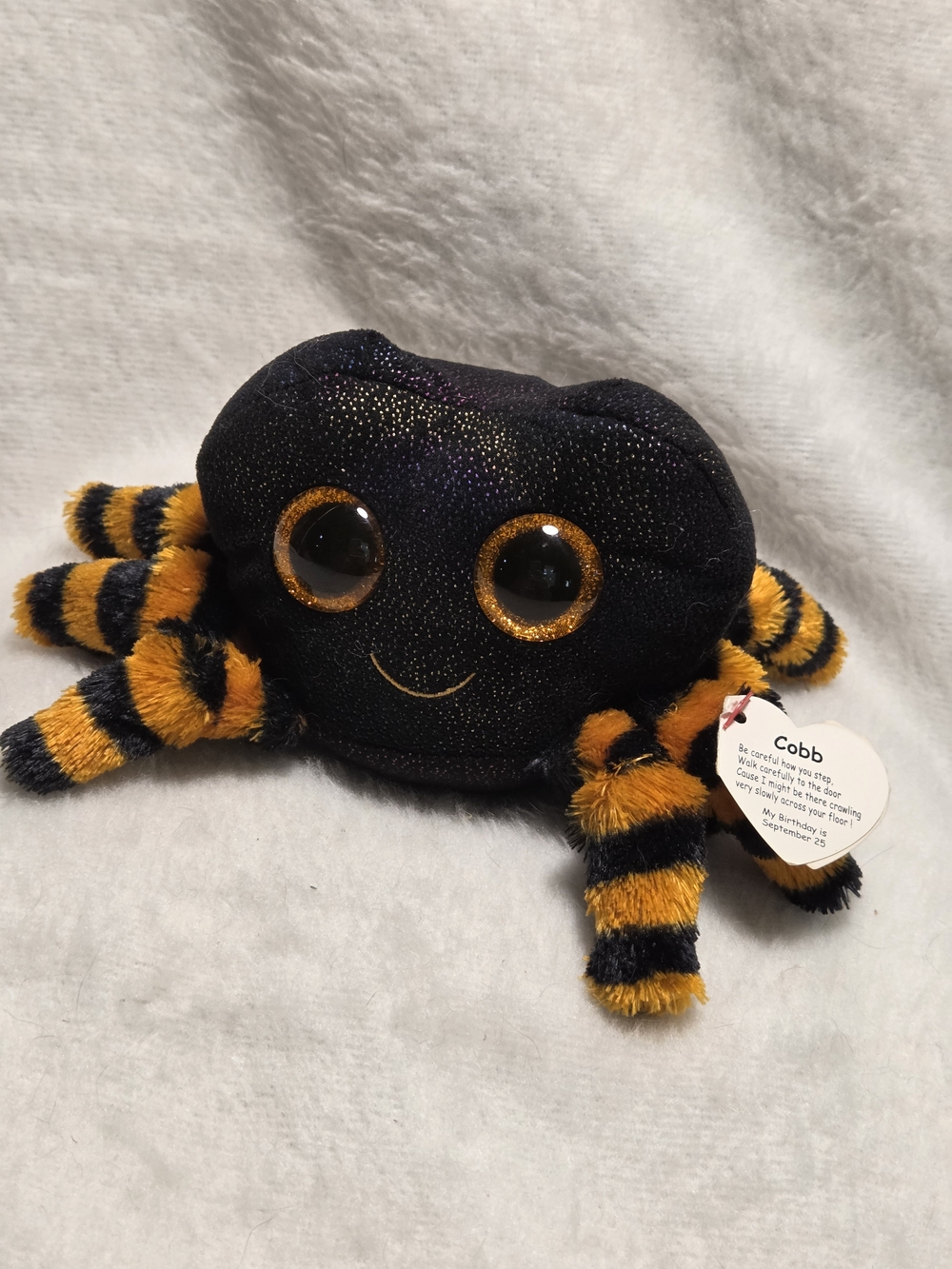 COBB Ty Beanie Boos Spider Black and Orange Halloween 6" Stuffed Toy NO HANGTAG